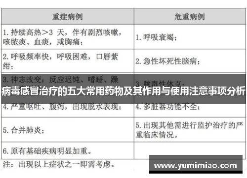 病毒感冒治疗的五大常用药物及其作用与使用注意事项分析